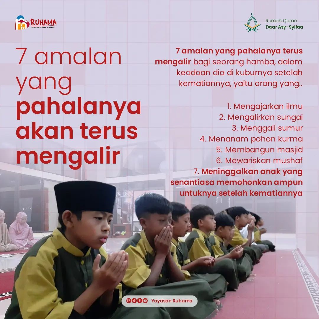 7 Amalan yang Pahalanya Akan Mengalir Terus Tak Terputus