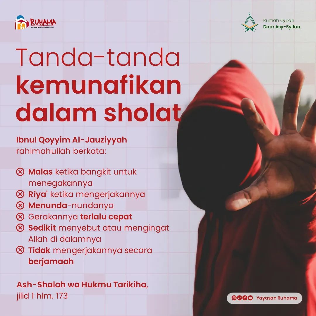 Tanda-tanda Kemunafikan dalam Sholat